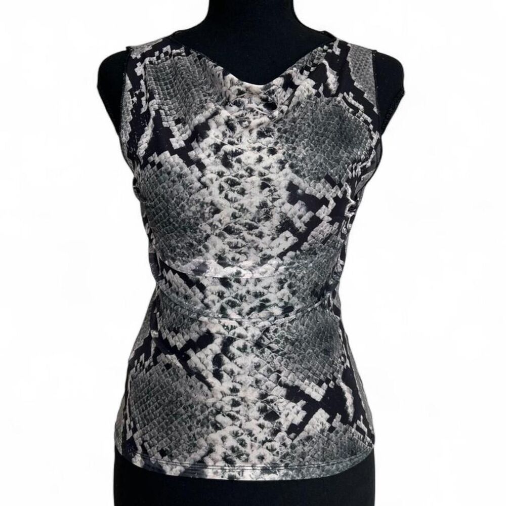 Women's Black and White Snake Skin Print Tank Top Size Small